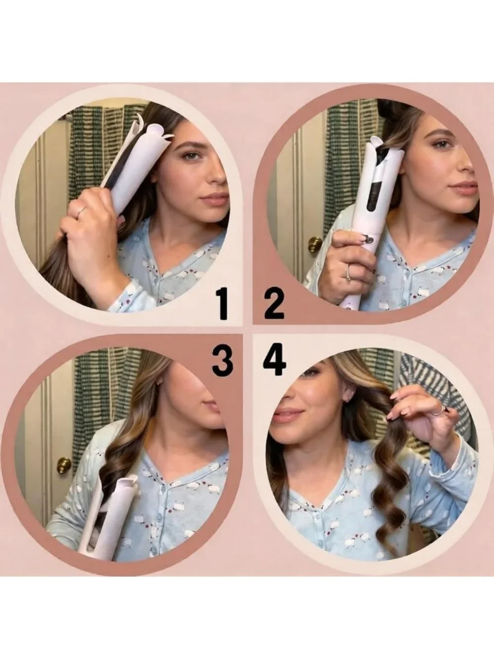 Automatic Curling Iron 1.25” Rotating Curler for Long Hair, Dual Voltage, 3 Heat